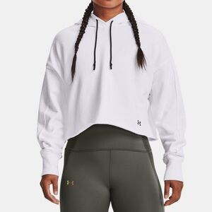Under Armour Women's NEW  White cropped Hoodie with Black Drawstring Size XL